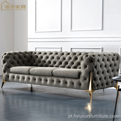 Conjunto de sofá de veludo americano chesterfield móveis de sala de estar